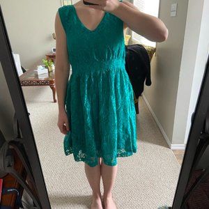 Teal A-line Lace Wrangler Dress